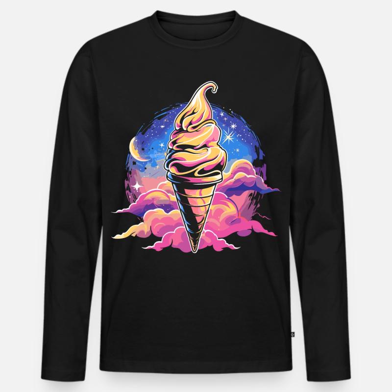 Eistüte Traumhaft - Männer Premium Bio Langarmshirt - Schwarz