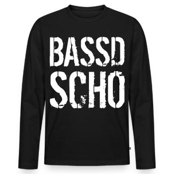 Bassd scho - Männer Premium Bio Langarmshirt - Schwarz - Vorne - Nico (187cm)