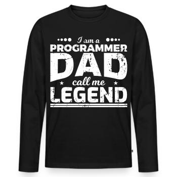 Papa codeur - T-shirt manches longues Premium bio Homme - noir - Devant - Nico (187cm)