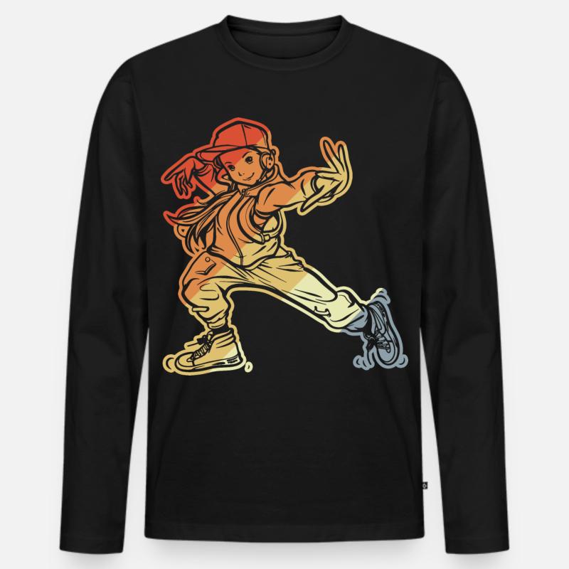 Breakdance Mädchen - Männer Premium Bio Langarmshirt - Schwarz