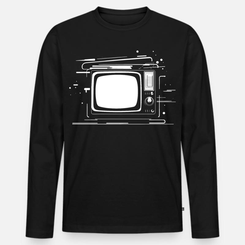 Retro TV - Männer Premium Bio Langarmshirt - Schwarz