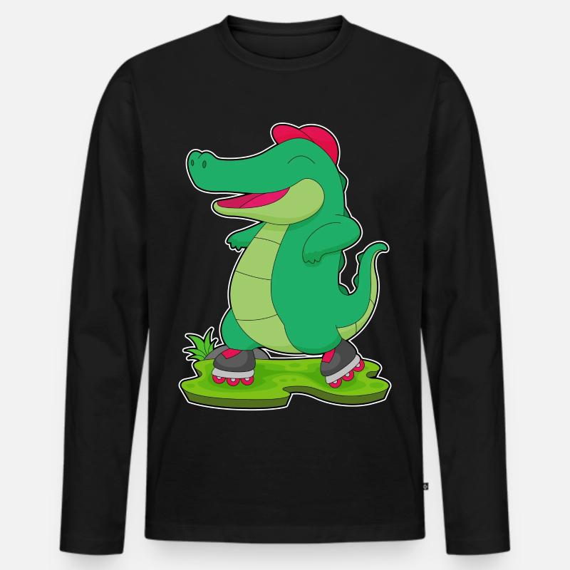 Krokodil Inline skating Rollschuhe - Männer Premium Bio Langarmshirt - Schwarz