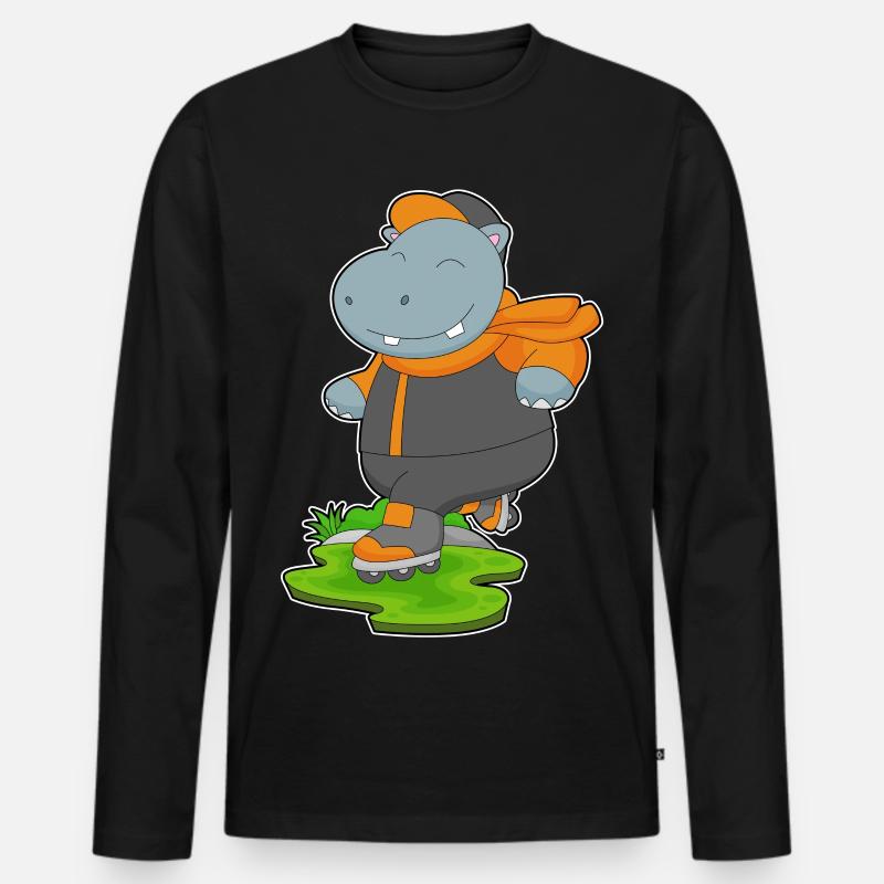 Nilpferd Inline skating Inline skates - Männer Premium Bio Langarmshirt - Schwarz