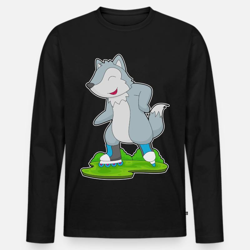 Wolf Inline skating Inline skates - Männer Premium Bio Langarmshirt - Schwarz