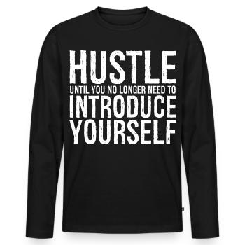 Hektiken Sie, bis Sie nicht mehr vorstellen müssen - Männer Premium Bio Langarmshirt - Schwarz - Vorne - Nico (187cm)