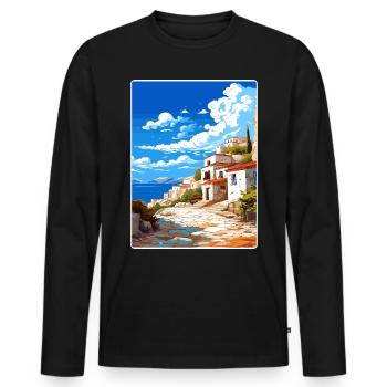 Mani Halbinsel Griechenland Reiseposter Souvenir WPA - Männer Premium Bio Langarmshirt - Schwarz - Vorne - Nico (187cm)