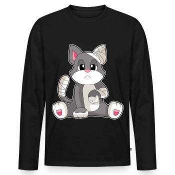 Cat Bandage - Men's Premium Organic Long Sleeve Shirt - black - Front - Nico (187cm)