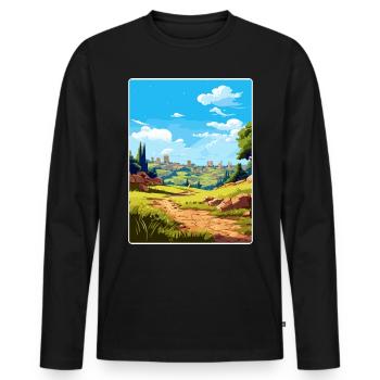 Troy Turkey Travel Poster Souvenir Postcard Paint - Men's Premium Organic Long Sleeve Shirt - black - Front - Nico (187cm)