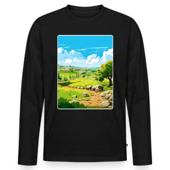 Troy Turkey Travel Poster Souvenir Postcard Paint - Men's Premium Organic Long Sleeve Shirt - black - Front - Nico (187cm)