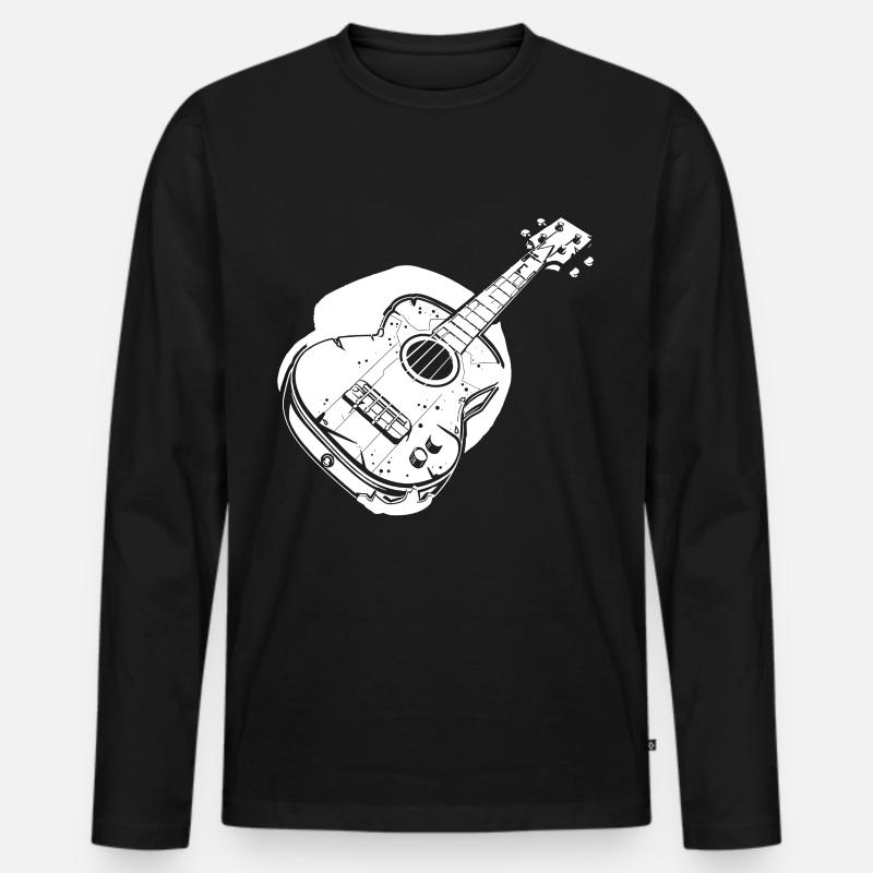 Ukulele Grafik - Männer Premium Bio Langarmshirt - Schwarz