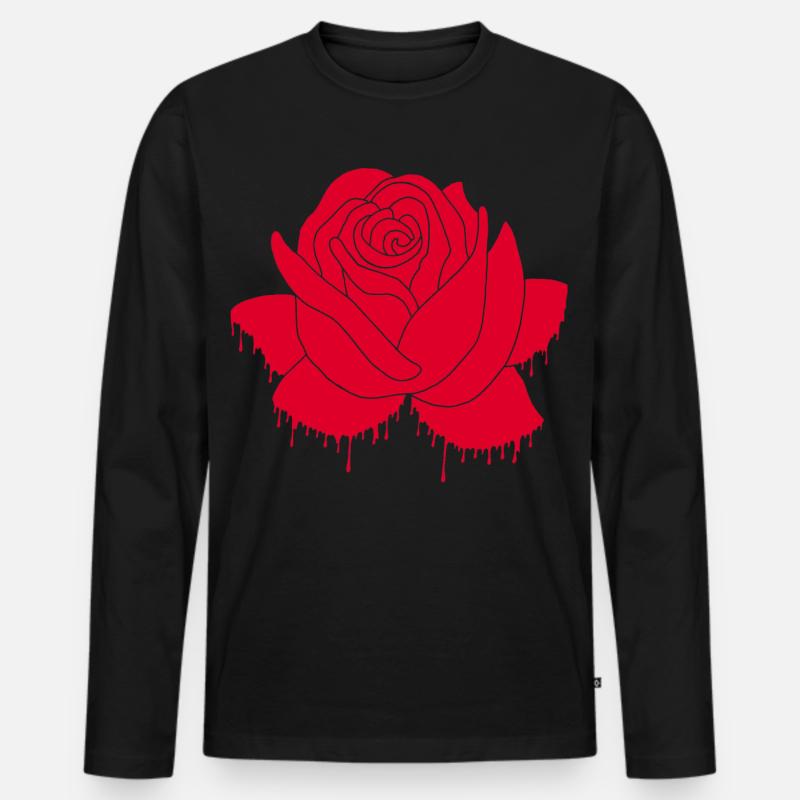 Graffiti einer roten Rose - Männer Premium Bio Langarmshirt - Schwarz
