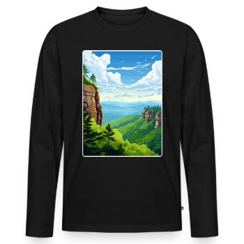 Montagnes de grès de l’Elbe Allemagne Affiche de voyage WPA - T-shirt manches longues Premium bio Homme - noir - Devant - Nico (187cm)