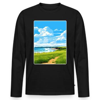 Bude Cornwall England Reiseposter Souvenir WPA - Männer Premium Bio Langarmshirt - Schwarz - Vorne - Nico (187cm)
