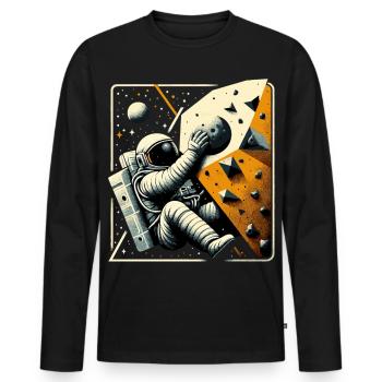 Bouldern Astronaut Raumfahrer Geschenk - Männer Premium Bio Langarmshirt - Schwarz - Vorne - Nico (187cm)