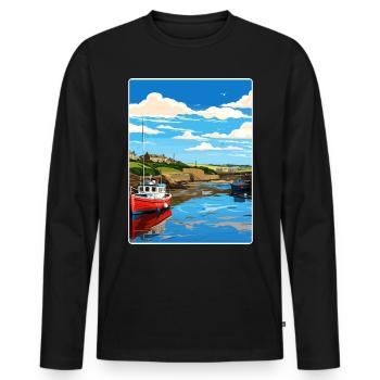 Bude Cornwall England Reiseposter Souvenir WPA - Männer Premium Bio Langarmshirt - Schwarz - Vorne - Nico (187cm)