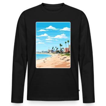 Manhattan Beach California Travel Poster Souvenir - Men's Premium Organic Long Sleeve Shirt - black - Front - Nico (187cm)