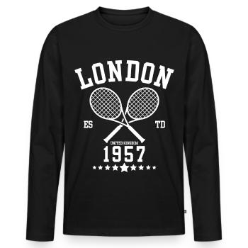 Vintage Tennis London Established 1957 - Men's Premium Organic Long Sleeve Shirt - black - Front - Nico (187cm)