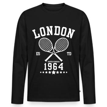 Vintage Tennis Londres Créé en 1964 - T-shirt manches longues Premium bio Homme - noir - Devant - Nico (187cm)