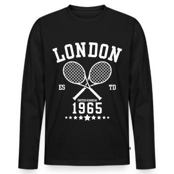 Vintage Tennis Londres Créé en 1965 - T-shirt manches longues Premium bio Homme - noir - Devant - Nico (187cm)