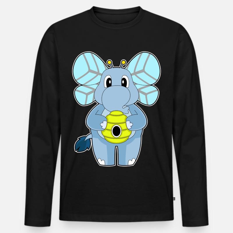 Elefant Bienennest - Männer Premium Bio Langarmshirt - Schwarz