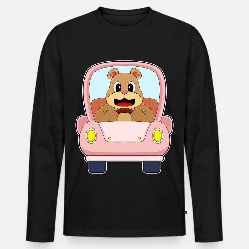 Bär Auto - Männer Premium Bio Langarmshirt - Schwarz