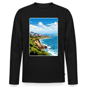 Lima Pérou Affiche de voyage Peinture de carte postale souvenir - T-shirt manches longues Premium bio Homme - noir - Devant - Nico (187cm)