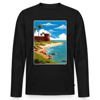 Affiche de voyage souvenir du parc national de Tortugas sèche - T-shirt manches longues Premium bio Homme - noir - Devant - Nico (187cm)