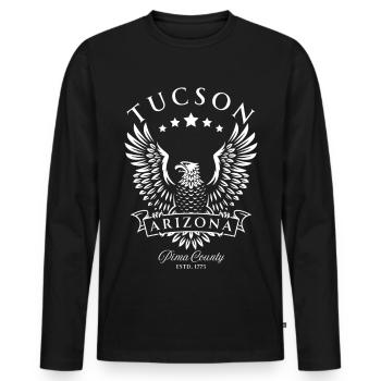 Tucson Arizona Amerikanischer Vintage Adler - Männer Premium Bio Langarmshirt - Schwarz - Vorne - Nico (187cm)