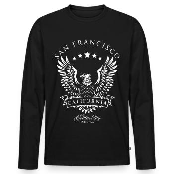 San Francisco California American Vintage Eagle - Men's Premium Organic Long Sleeve Shirt - black - Front - Nico (187cm)