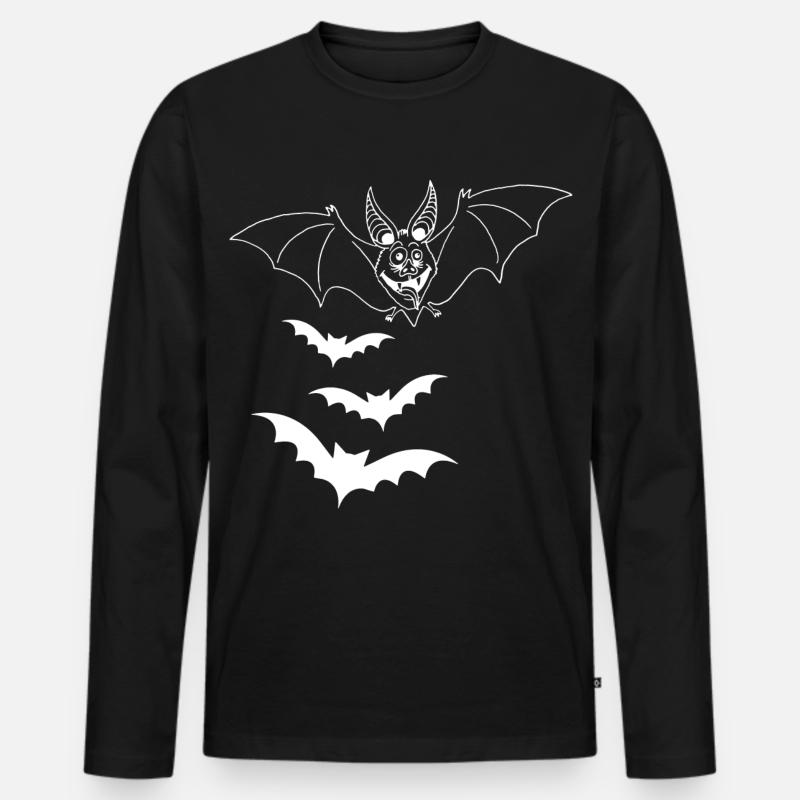Weiße Vampirfledermaus - Männer Premium Bio Langarmshirt - Schwarz