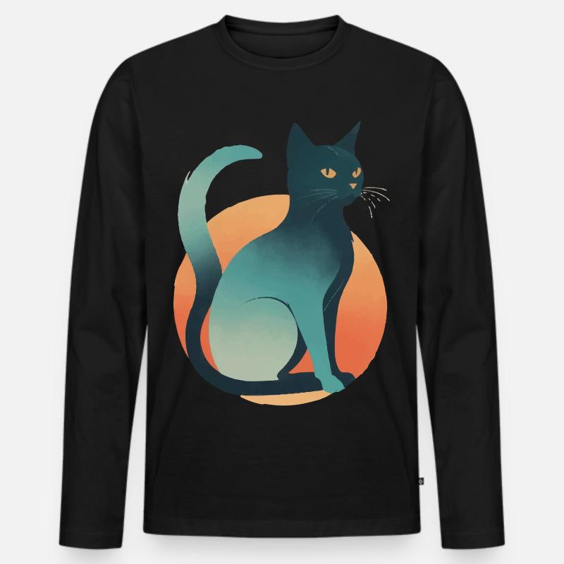 Dunkle Katze - Männer Premium Bio Langarmshirt - Schwarz