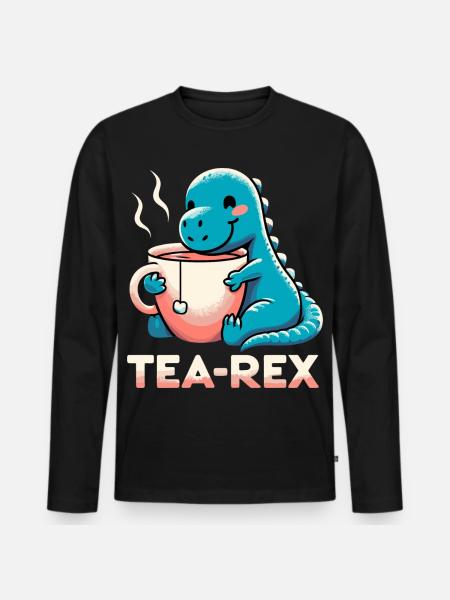Tee Rex Tee-Rex Teetrinker Geschenk - Männer Premium Bio Langarmshirt - Schwarz
