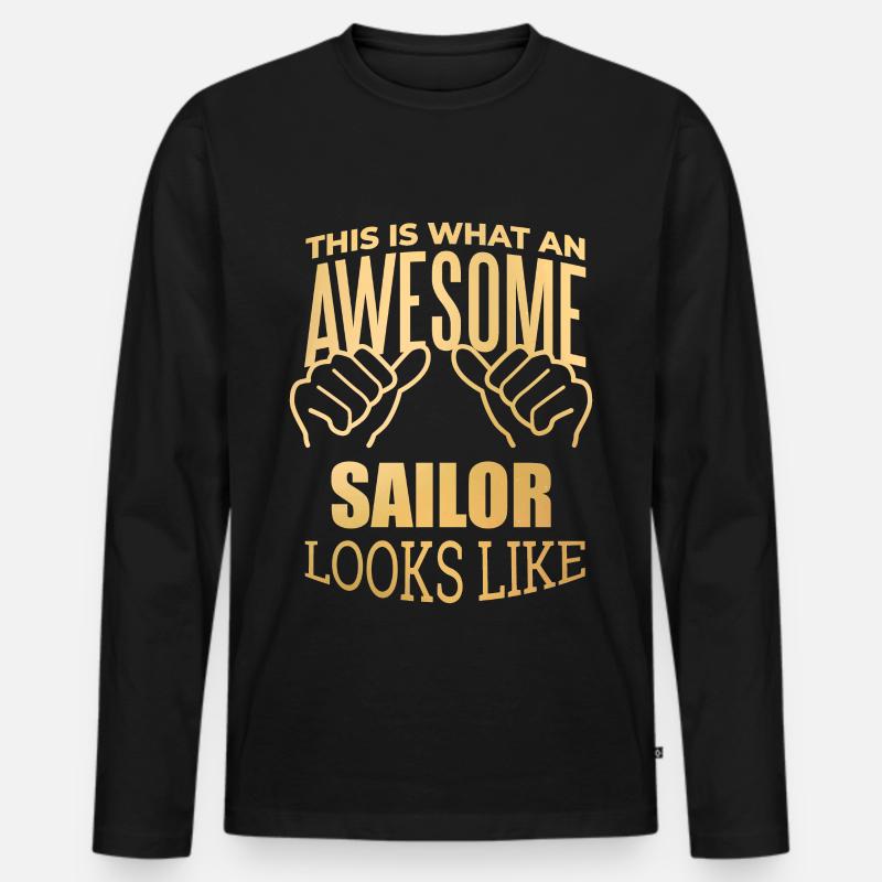 Matrose - Männer Premium Bio Langarmshirt - Schwarz