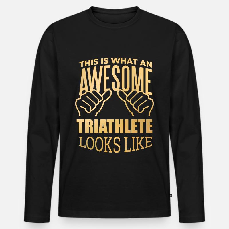Triathlon - Männer Premium Bio Langarmshirt - Schwarz
