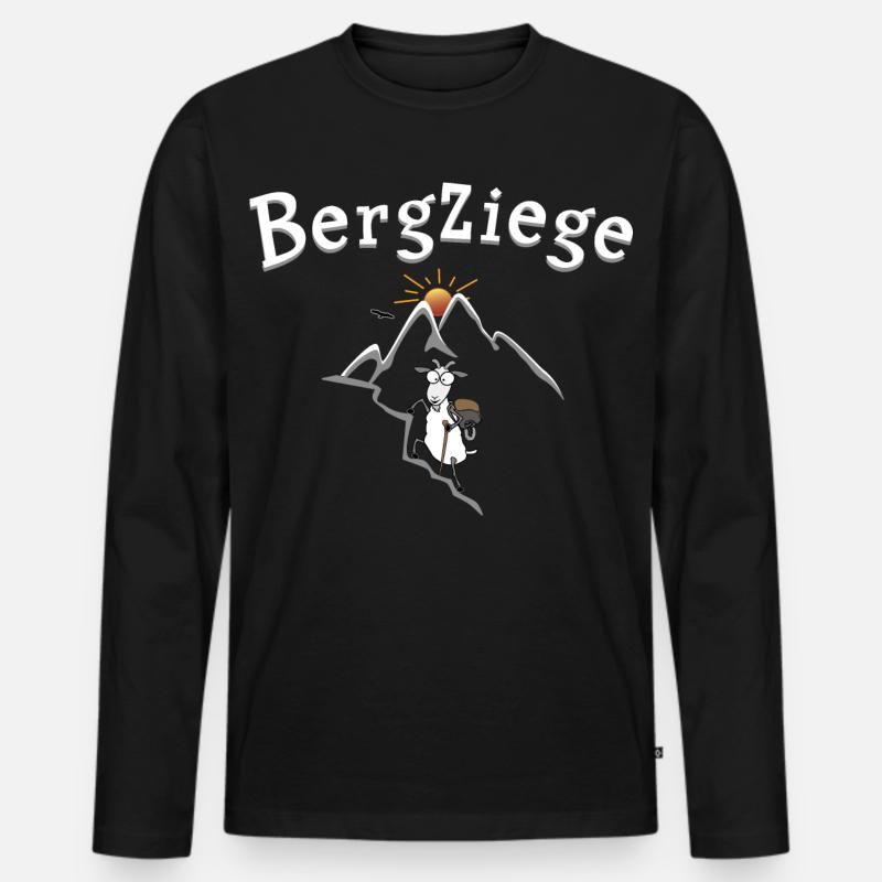 Wander Bergziege - Männer Premium Bio Langarmshirt - Schwarz