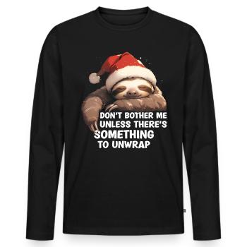 Don’t Disturb Me Sloth Sleep Shirt Noël - T-shirt manches longues Premium bio Homme - noir - Devant - Nico (187cm)