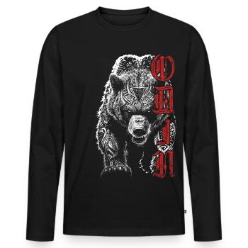 Odin Grizzly Ours Mythologie nordique Viking - T-shirt manches longues Premium bio Homme - noir - Devant - Nico (187cm)