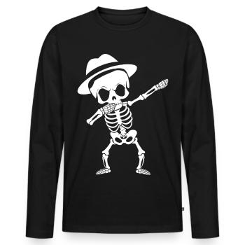 Dabbing Skeleton Funny Halloween Spooky Gift - Men's Premium Organic Long Sleeve Shirt - black - Front - Nico (187cm)