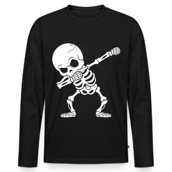 Halloween Dabbing Skeleton Funny Spooky Gift - Men's Premium Organic Long Sleeve Shirt - black - Front - Nico (187cm)