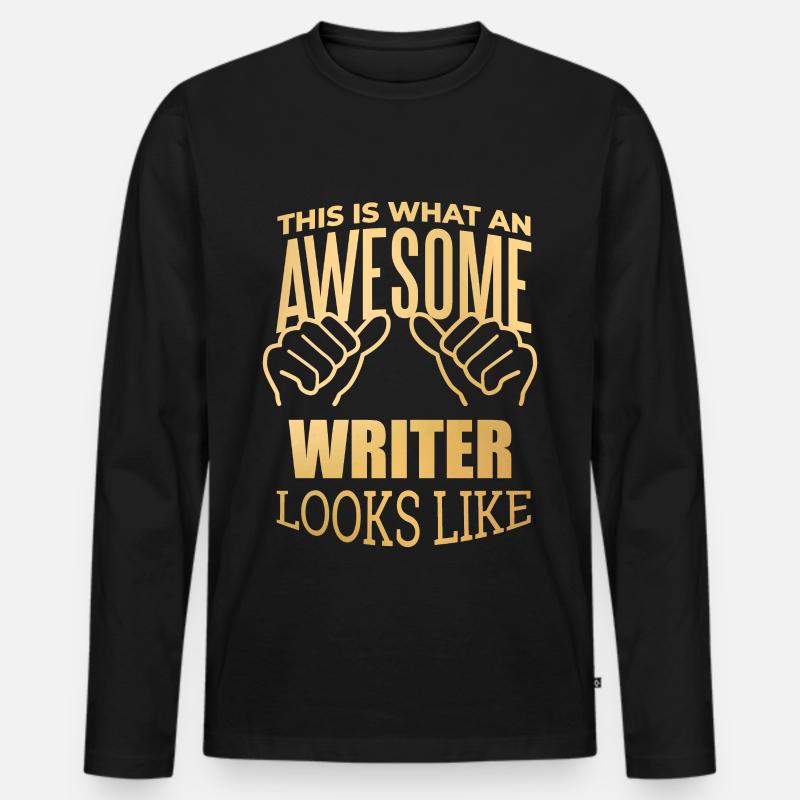 Schrift - Männer Premium Bio Langarmshirt - Schwarz