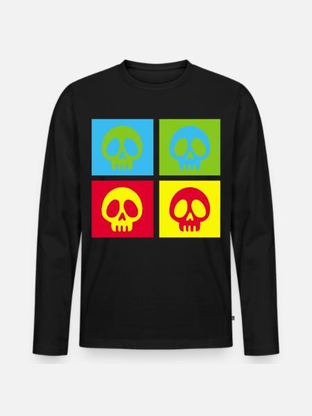 Pop art manga skull - Men's Premium Organic Long Sleeve Shirt - black