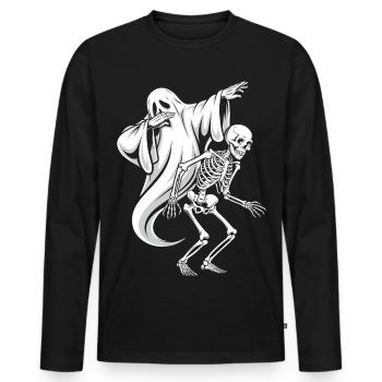Halloween Dabbing Ghost Skeleton Spooky Gift - Men's Premium Organic Long Sleeve Shirt - black - Front - Nico (187cm)