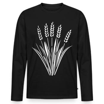 5 ears of grain wheat - Men's Premium Organic Long Sleeve Shirt - black - Front - Nico (187cm)