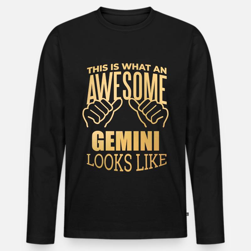 Zwillinge - Männer Premium Bio Langarmshirt - Schwarz