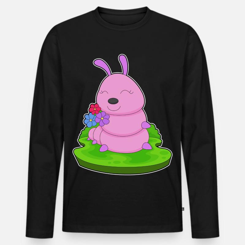 Raupe Blumen - Männer Premium Bio Langarmshirt - Schwarz