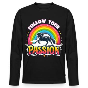 Suivez votre passion cavalier - T-shirt manches longues Premium bio Homme - noir - Devant - Nico (187cm)