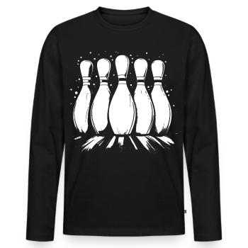Bowling Pins - Männer Premium Bio Langarmshirt - Schwarz - Vorne - Nico (187cm)