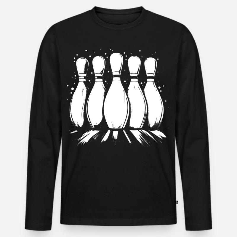 Bowling Pins - Männer Premium Bio Langarmshirt - Schwarz