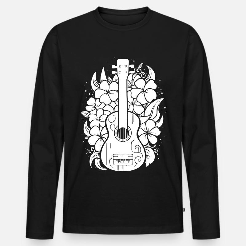 Cartoon Ukulele - Männer Premium Bio Langarmshirt - Schwarz