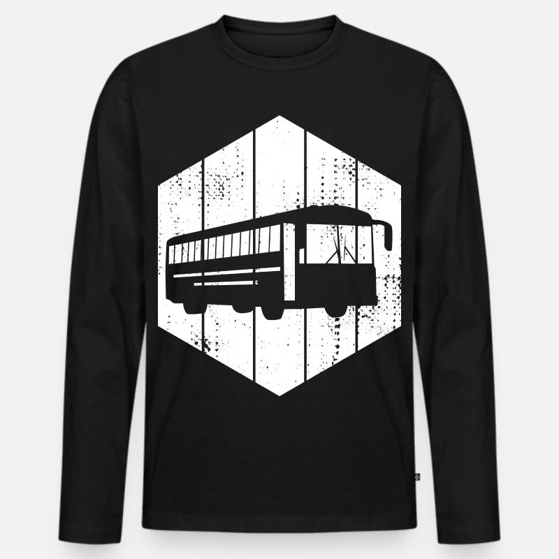 Bus Zeichnung - Männer Premium Bio Langarmshirt - Schwarz